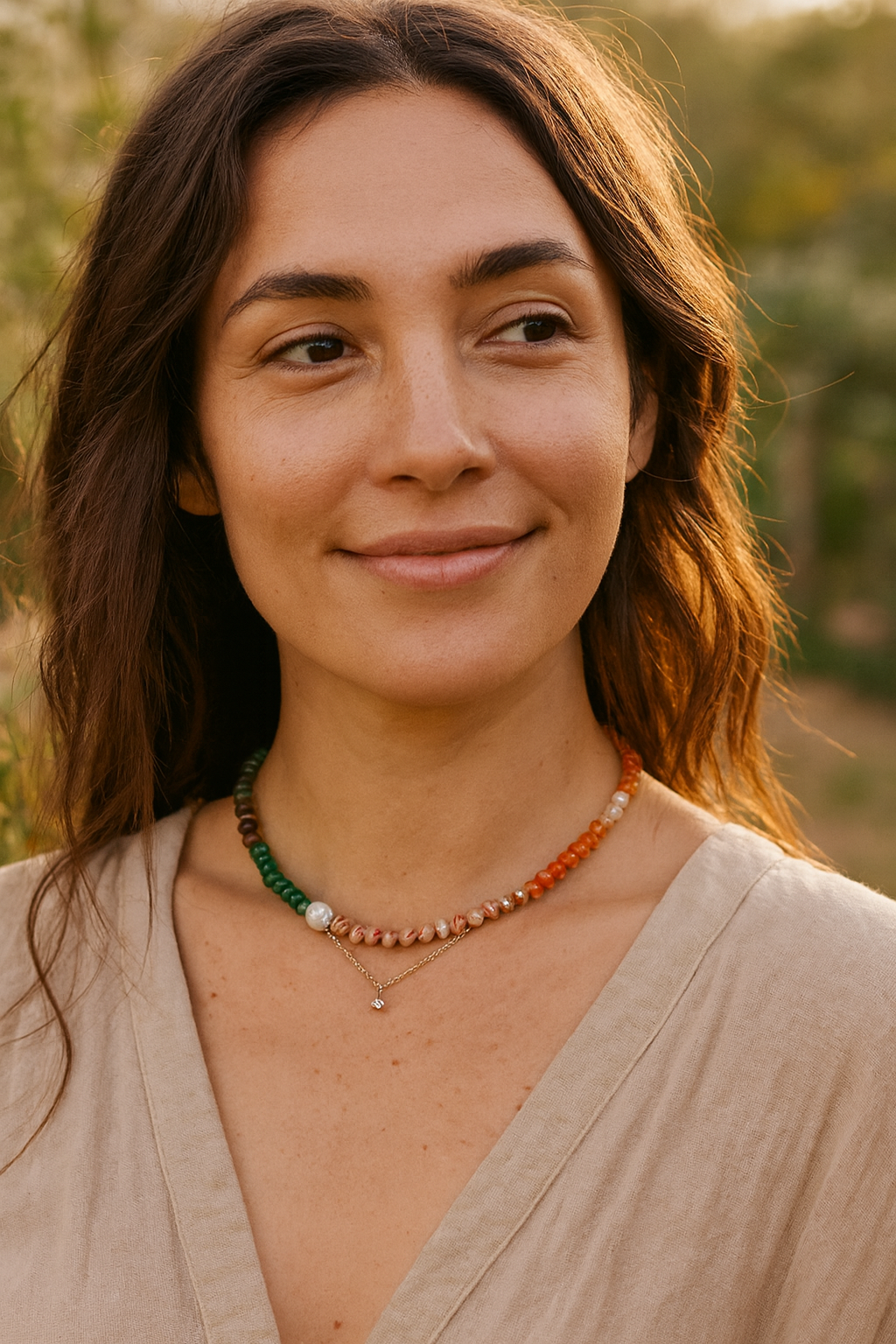 Korallen-Naturstein-Halskette