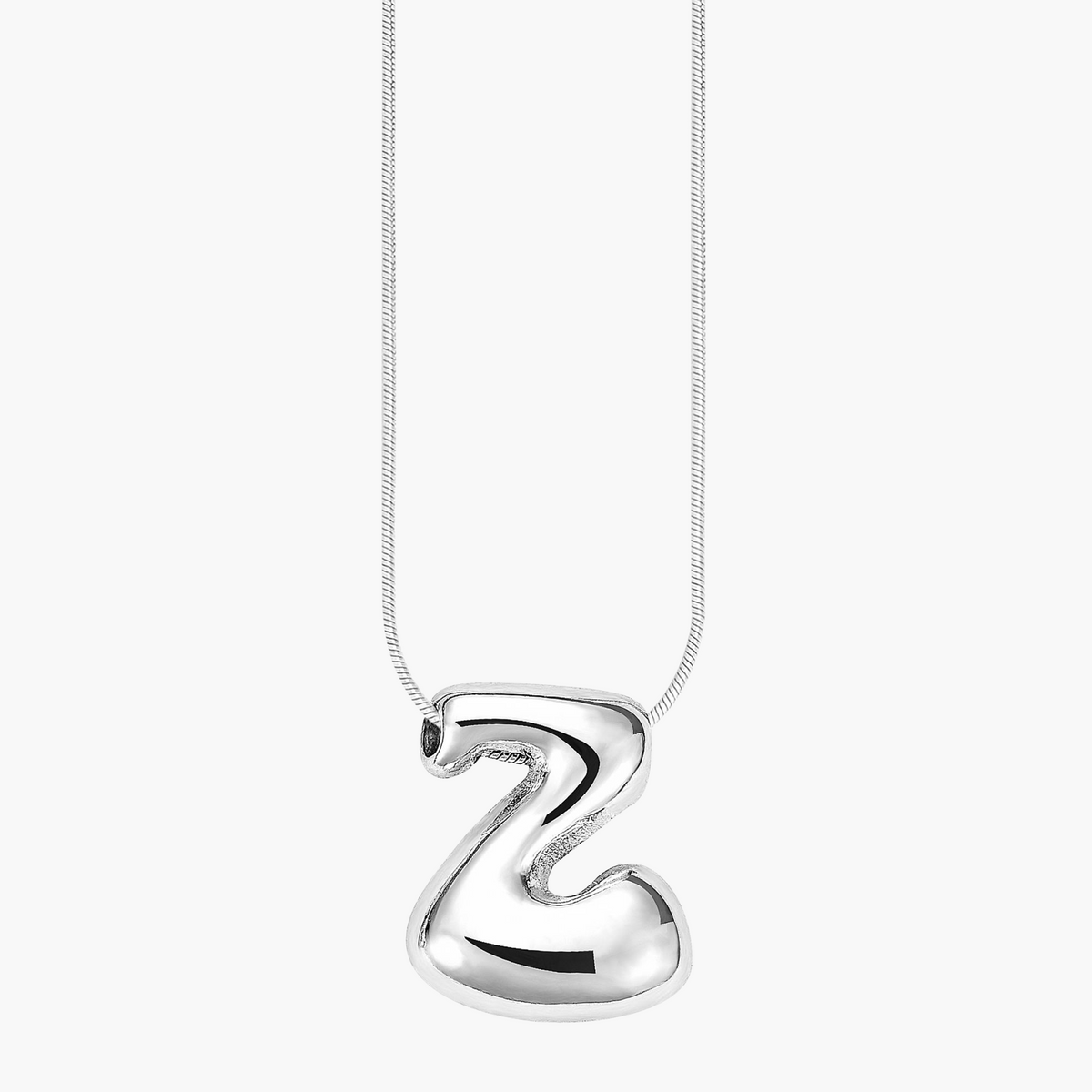 Collier initial en lettres bulles à éclat argenté