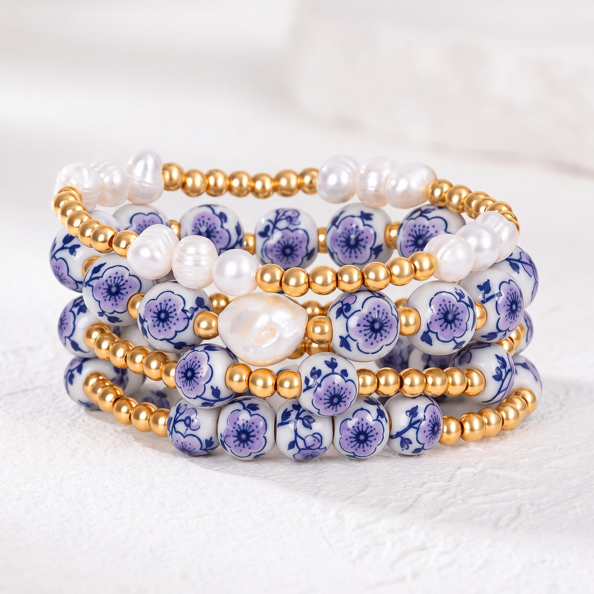 Ensemble de bracelets Porcelain Garden Lavender Bloom