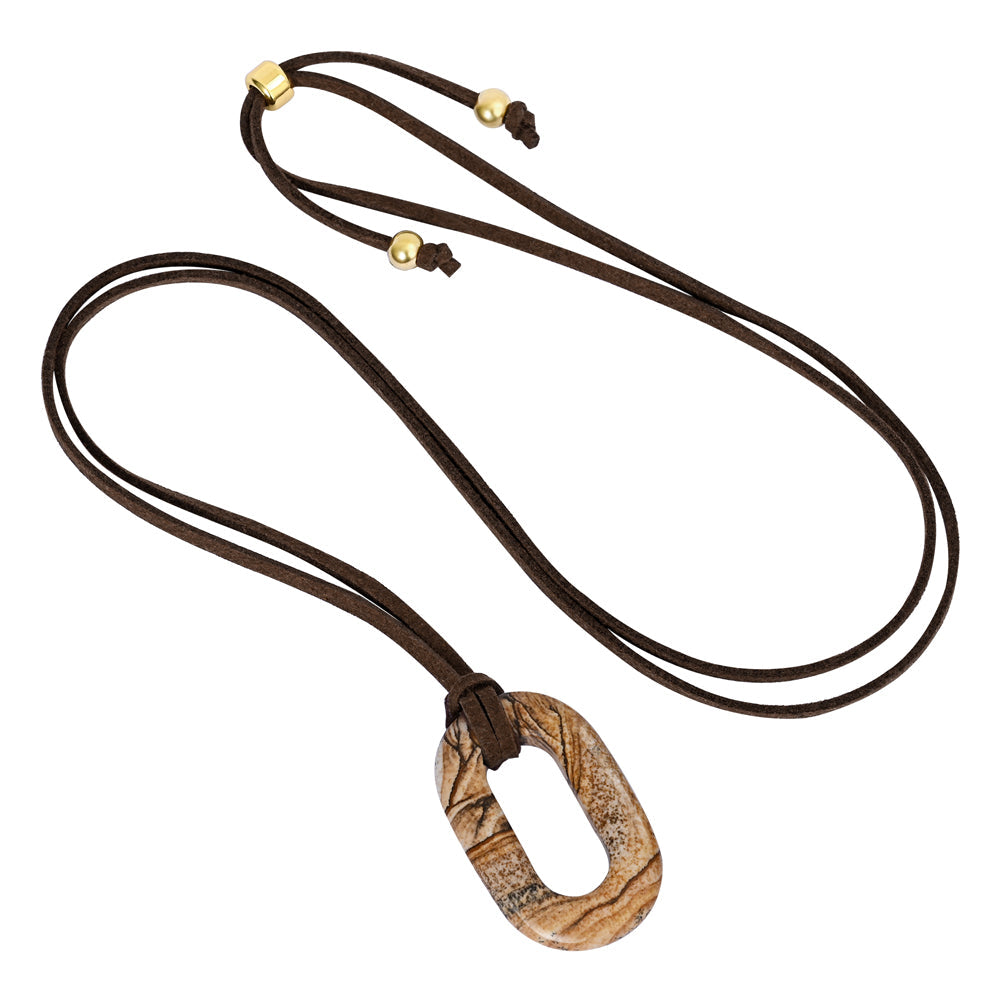 Wildleder Bild Stein Gelassenheit Halskette