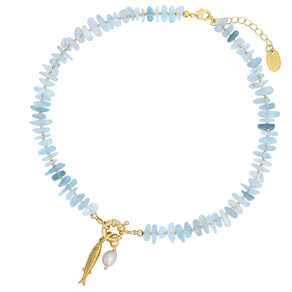 Collier pendentif perle d'aigue-marine
