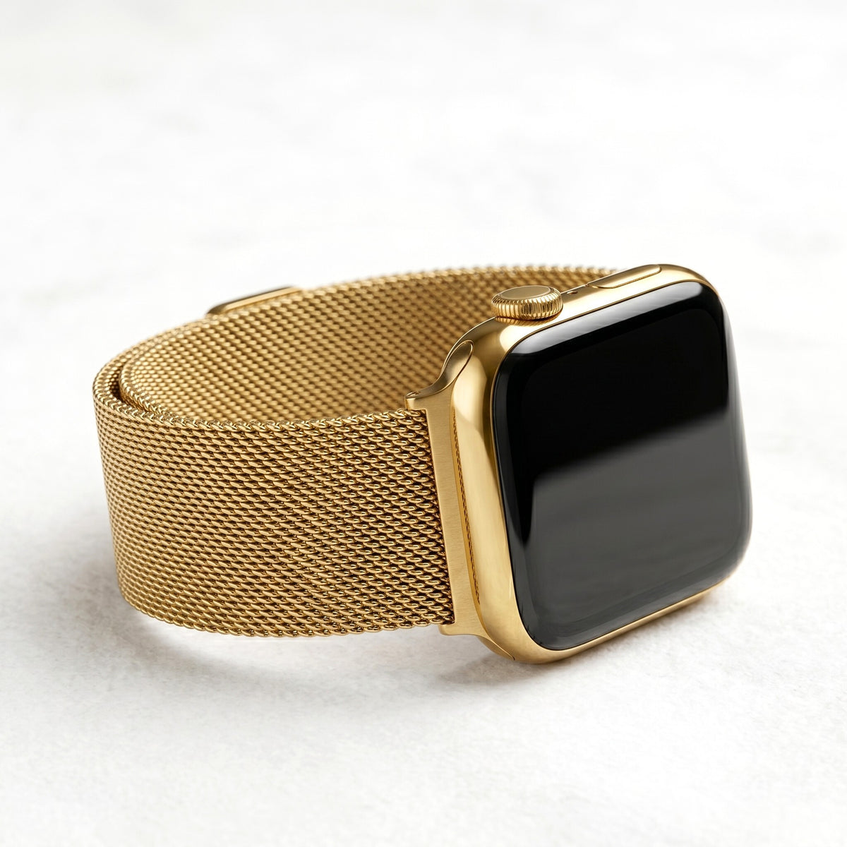 Bracelet extensible de luxe en acier doré pour Apple Watch
