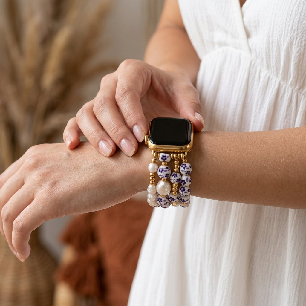 Bracelet Apple Watch Porcelain Garden Violet Bloom