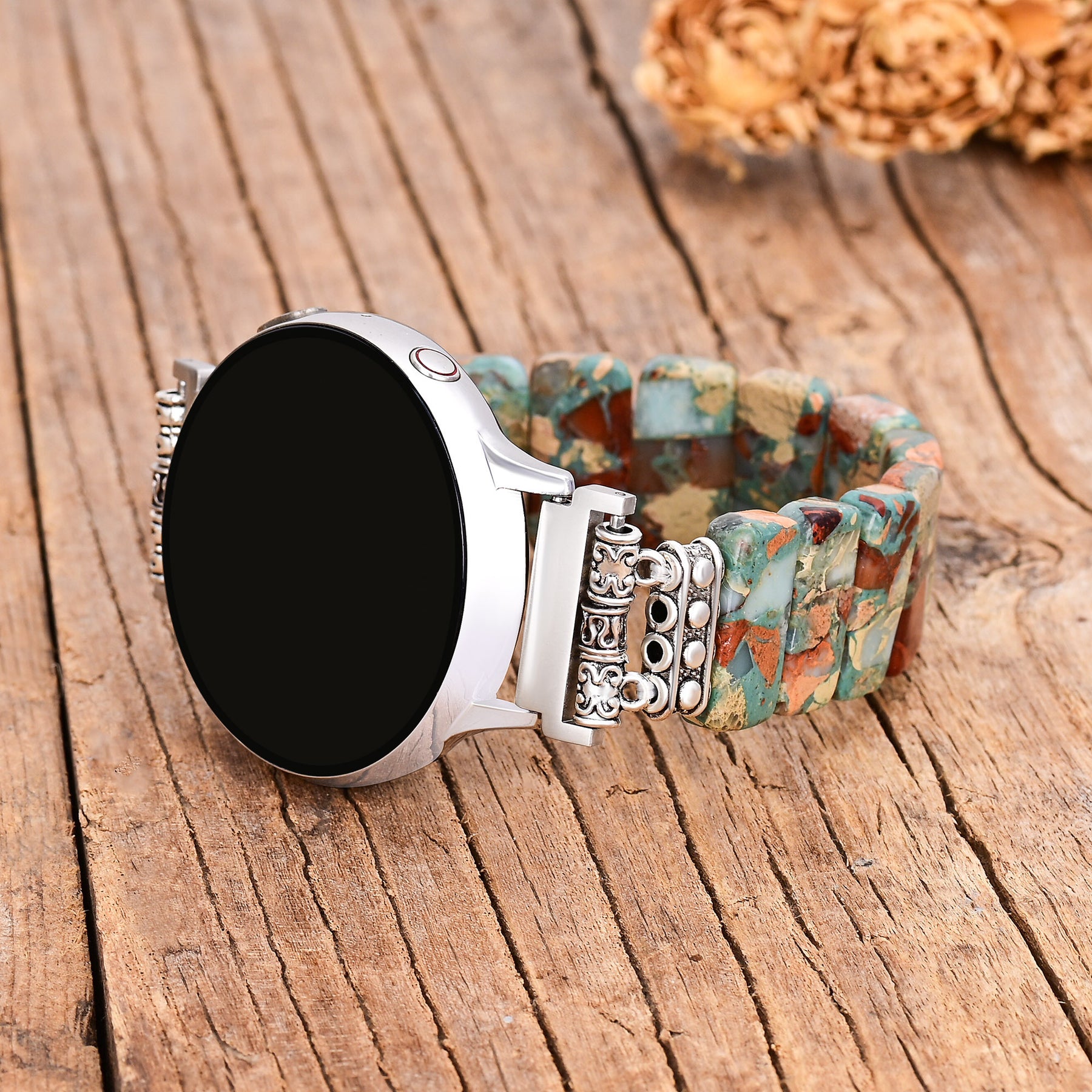 Bracelet extensible en jaspe tibétain Earth pour Apple Watch