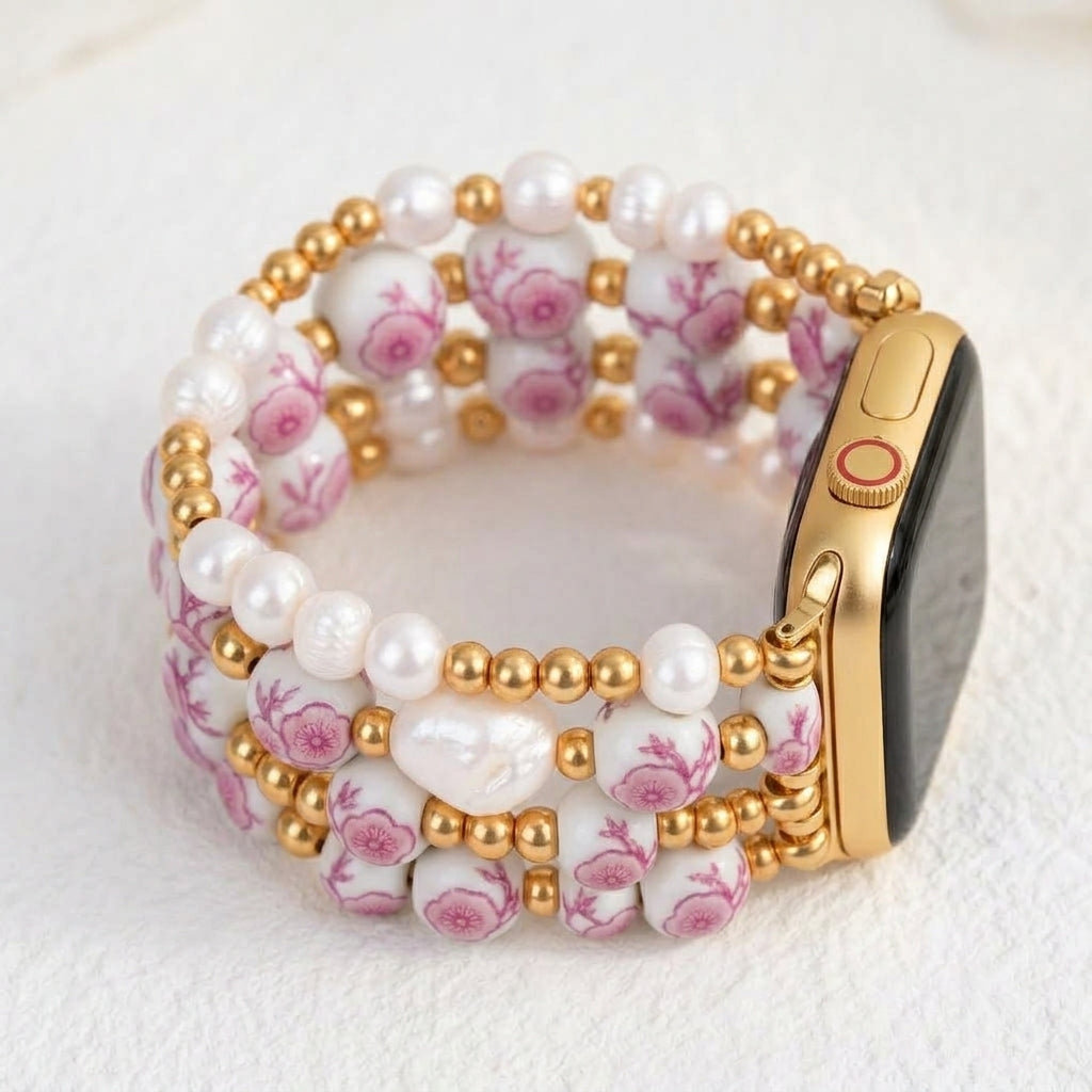 Porcelain-Garten-Kirschblüten-Armband für die Apple Watch