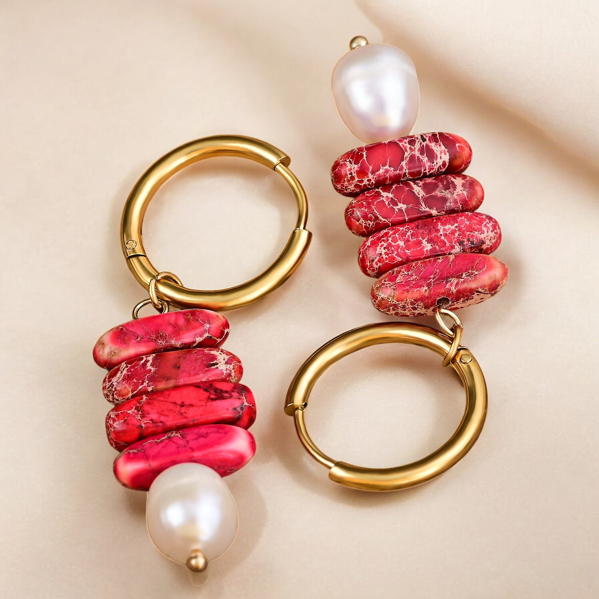 Ocean Bliss Perlen- & Jade-Jaspis-Creolen