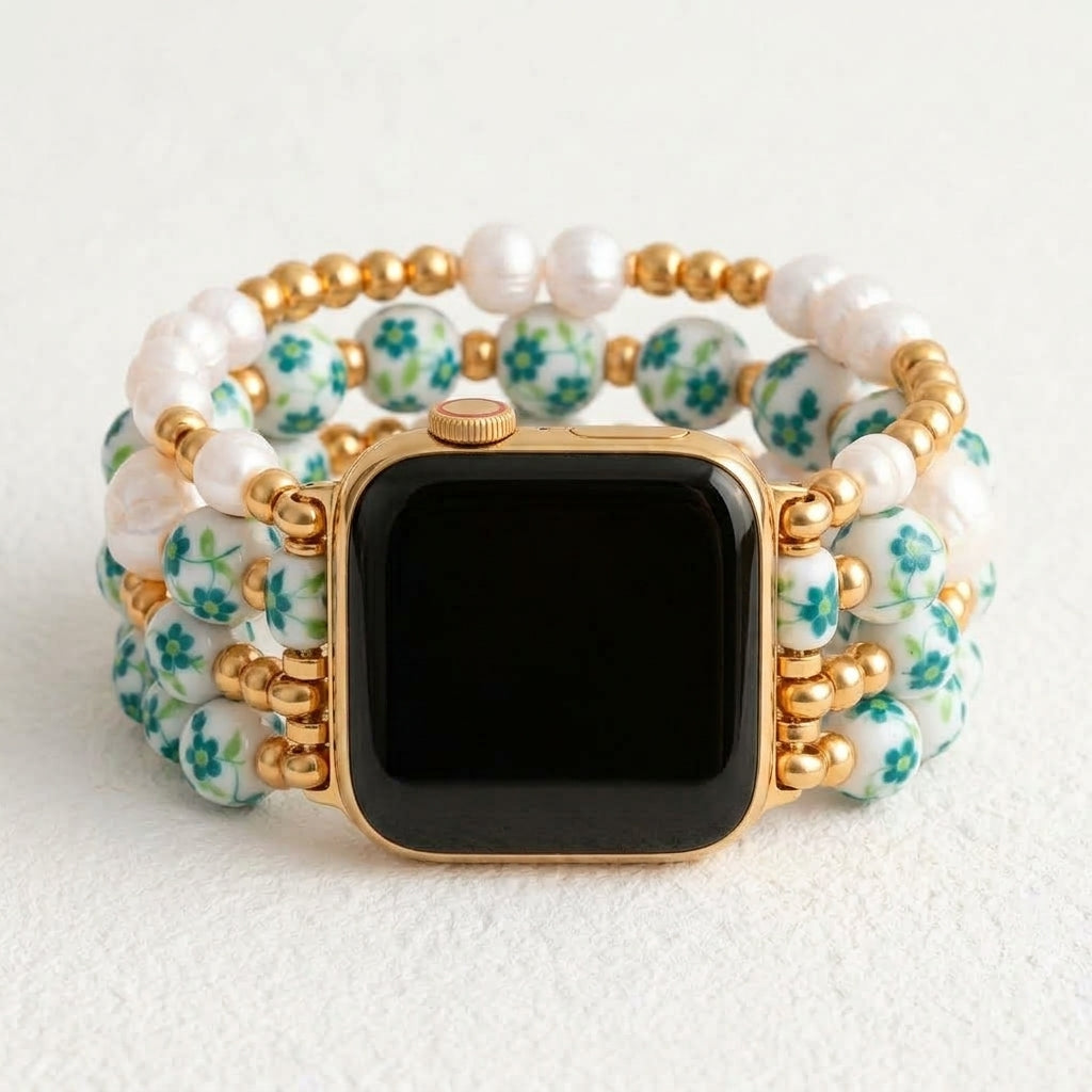 Porcelain-Garten-Smaragdgehölz-Armband für die Apple Watch