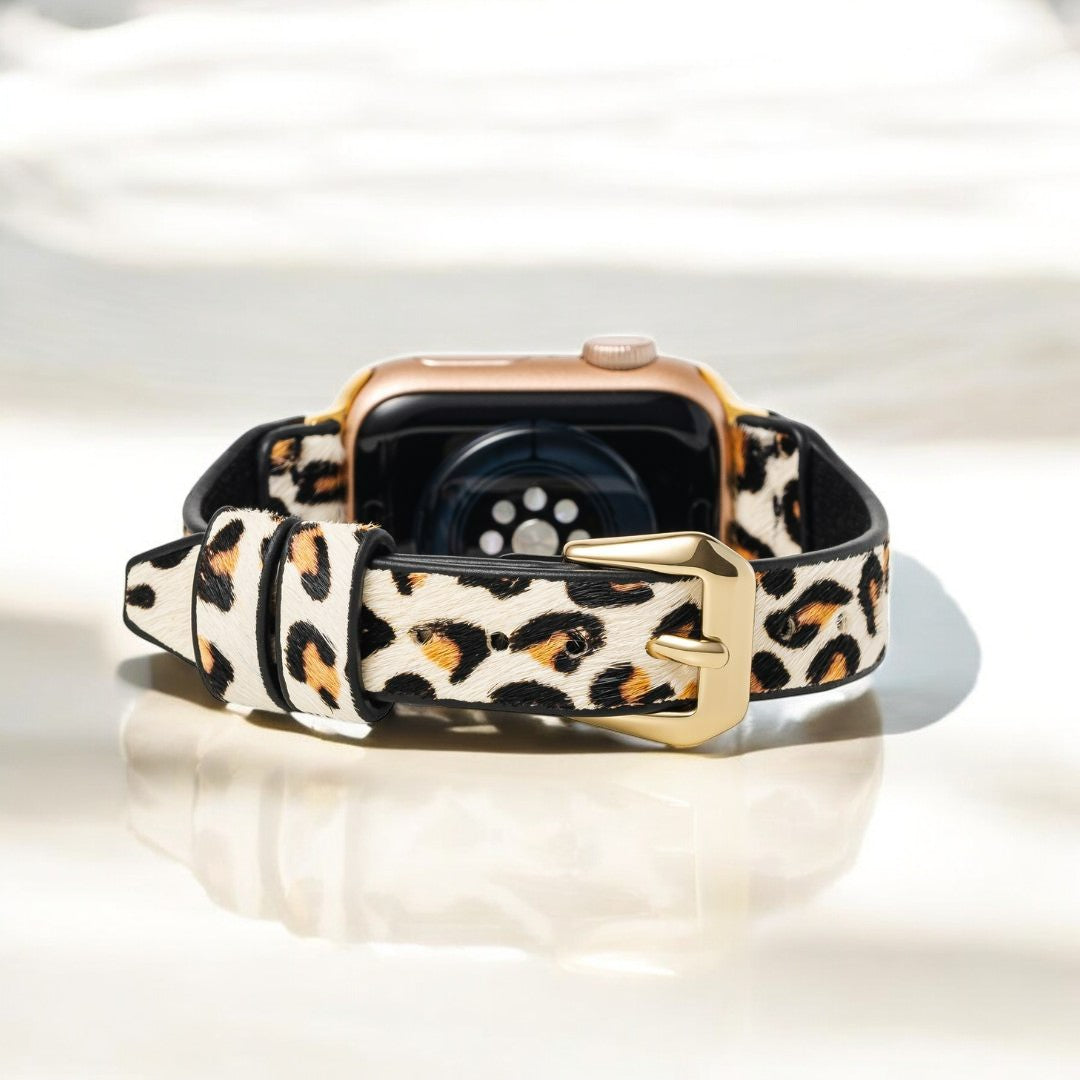 Elfenbeinfarbener Katzenleder Apple Uhrenarmband