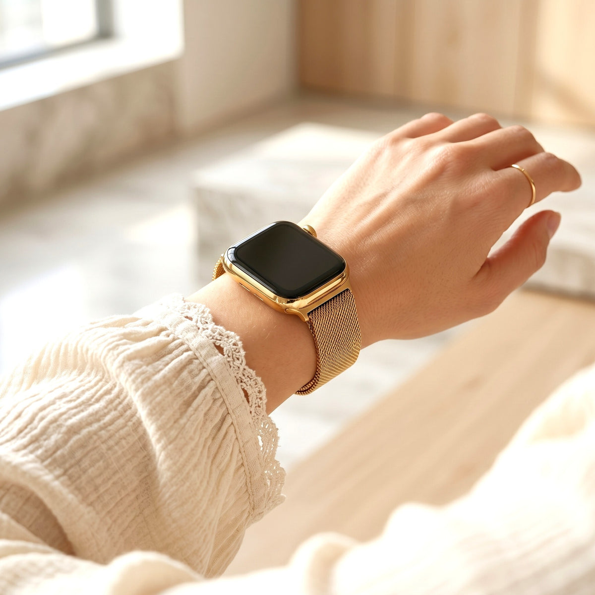 Goldenes Stahl-Luxus-Stretch-Armband für Apple Watch