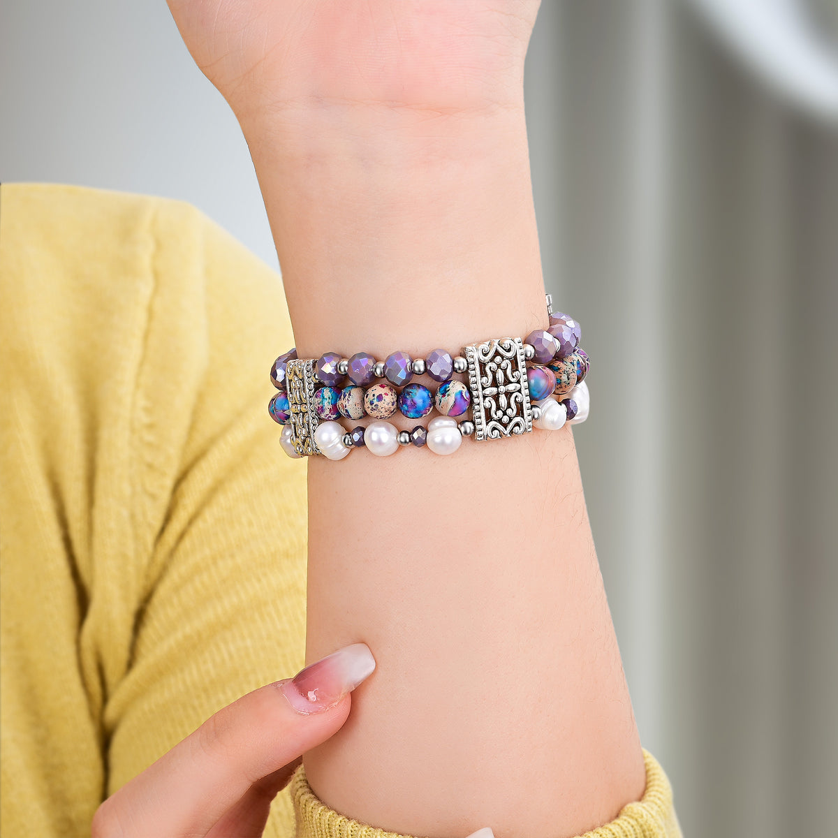 Bracelet extensible artisanal en jaspe Oasis pour Apple Watch