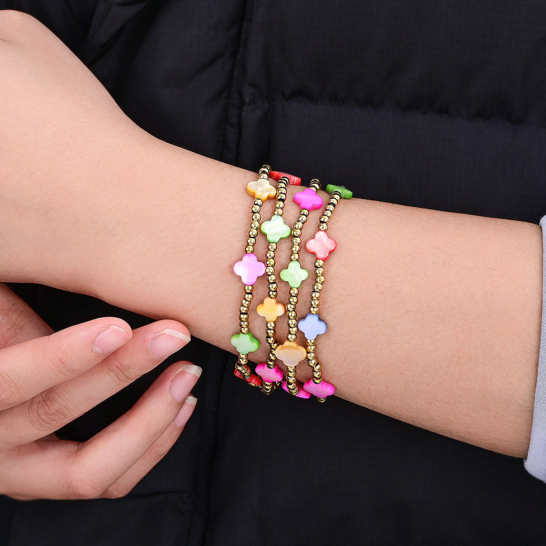 Chakra Kleeblatt Armband Set