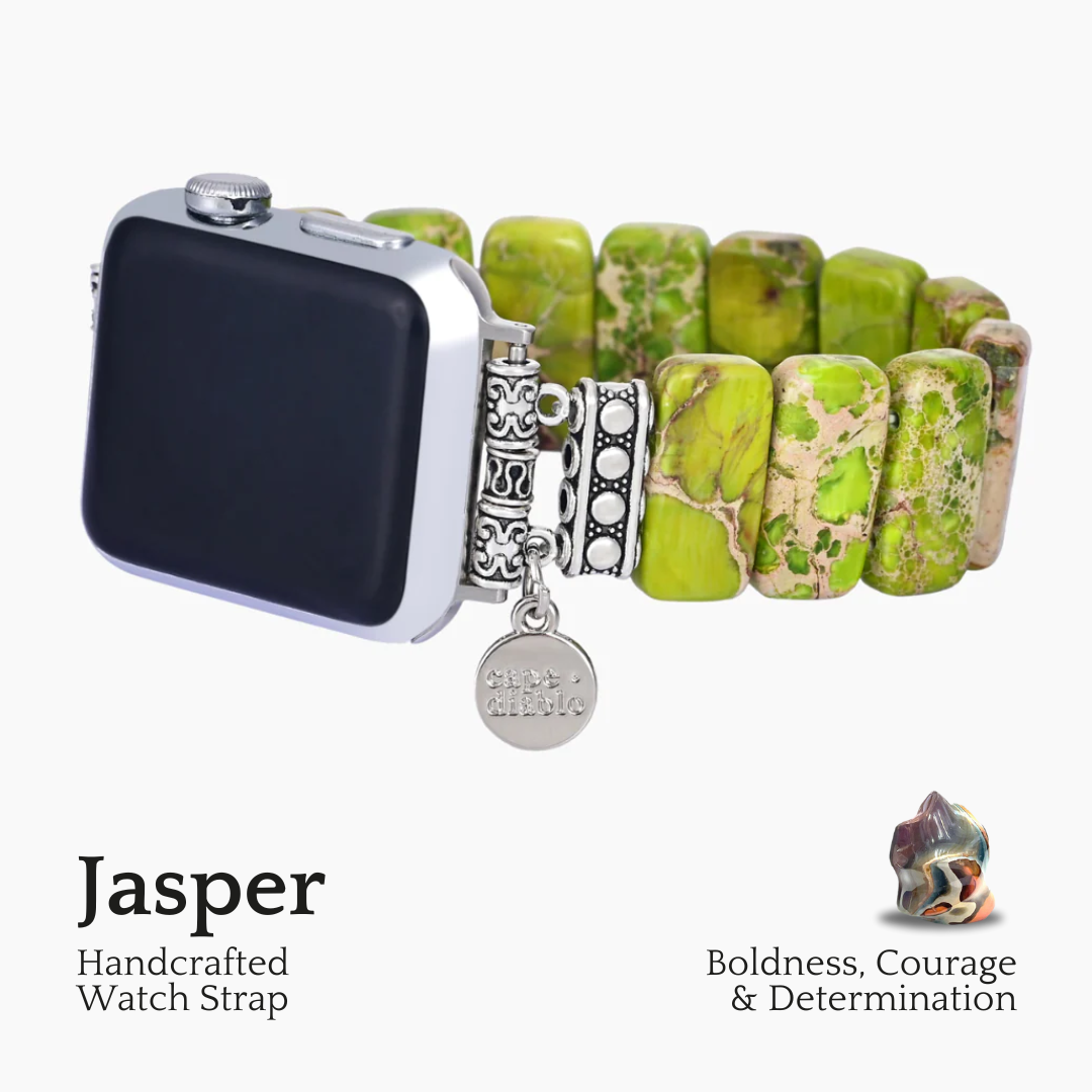 Bracelet extensible en jaspe tibétain citron pour Apple Watch