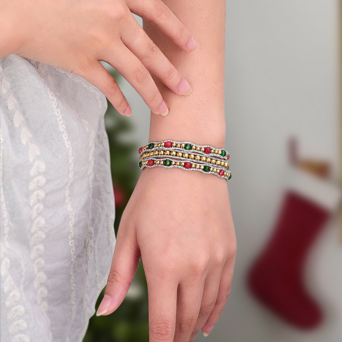 Fröhliches Weihnachtsstrahl Wickelarmband