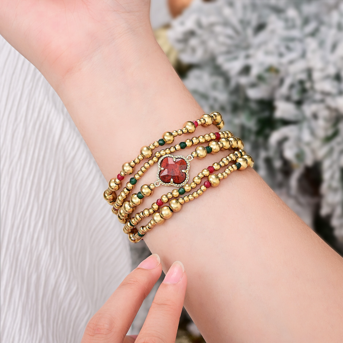 Holiday Lucky Clover Stretch Apple Watch Armband