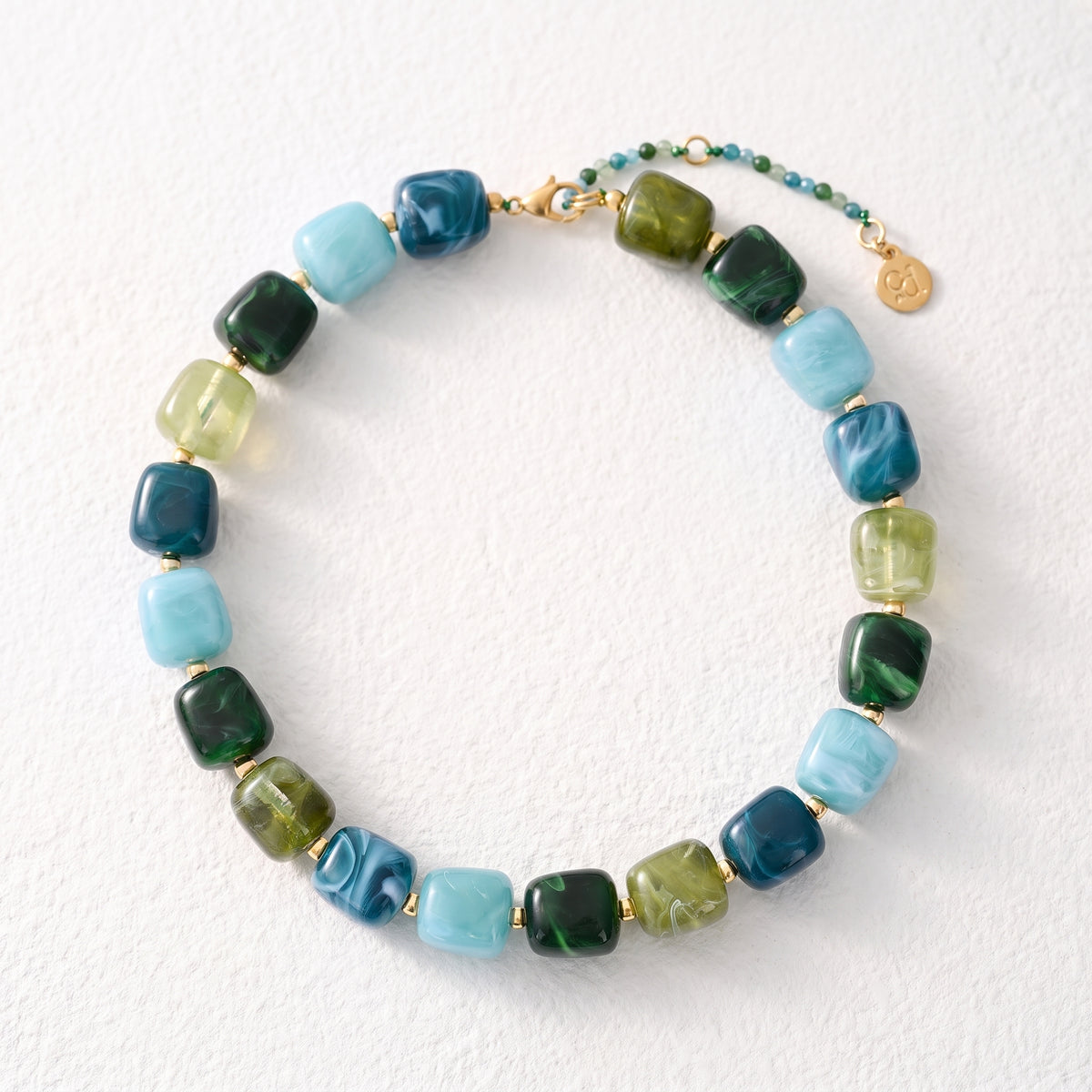 Chunky quadratische Perlenkette Ocean