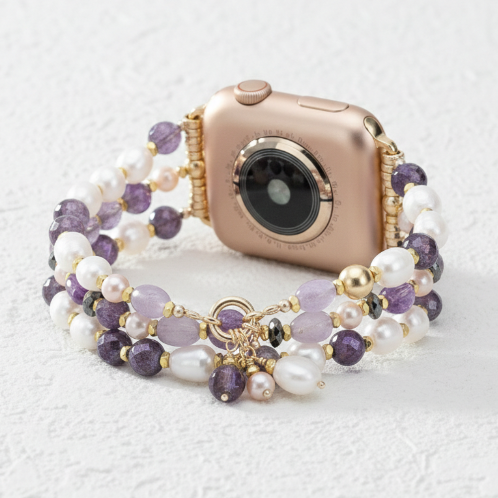 Amethyst Perlenbüschel Dehnbares Apple Watch Armband