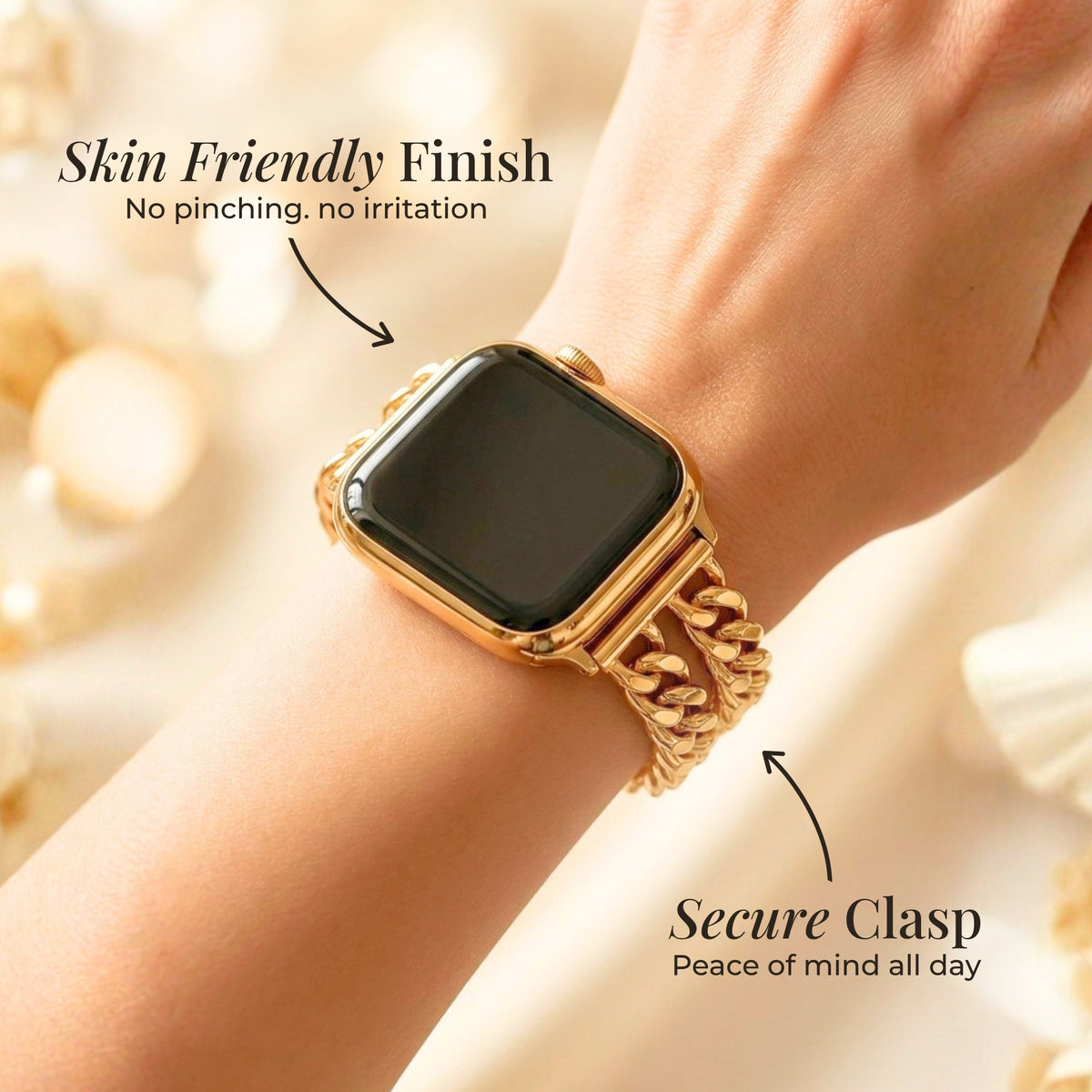 Bracelet Apple Watch de luxe courbe or