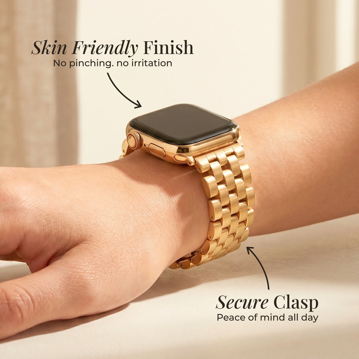 Bracelet Apple Watch de luxe chic doré