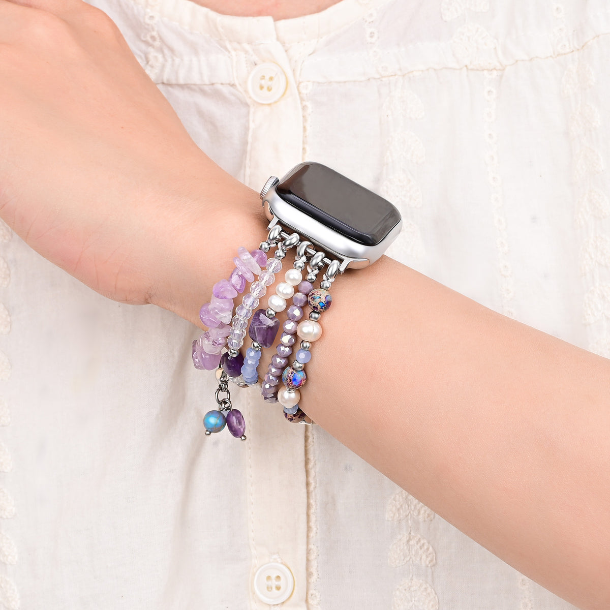 Fliederfarbener Shoreline Stretch Apple Watch Armband