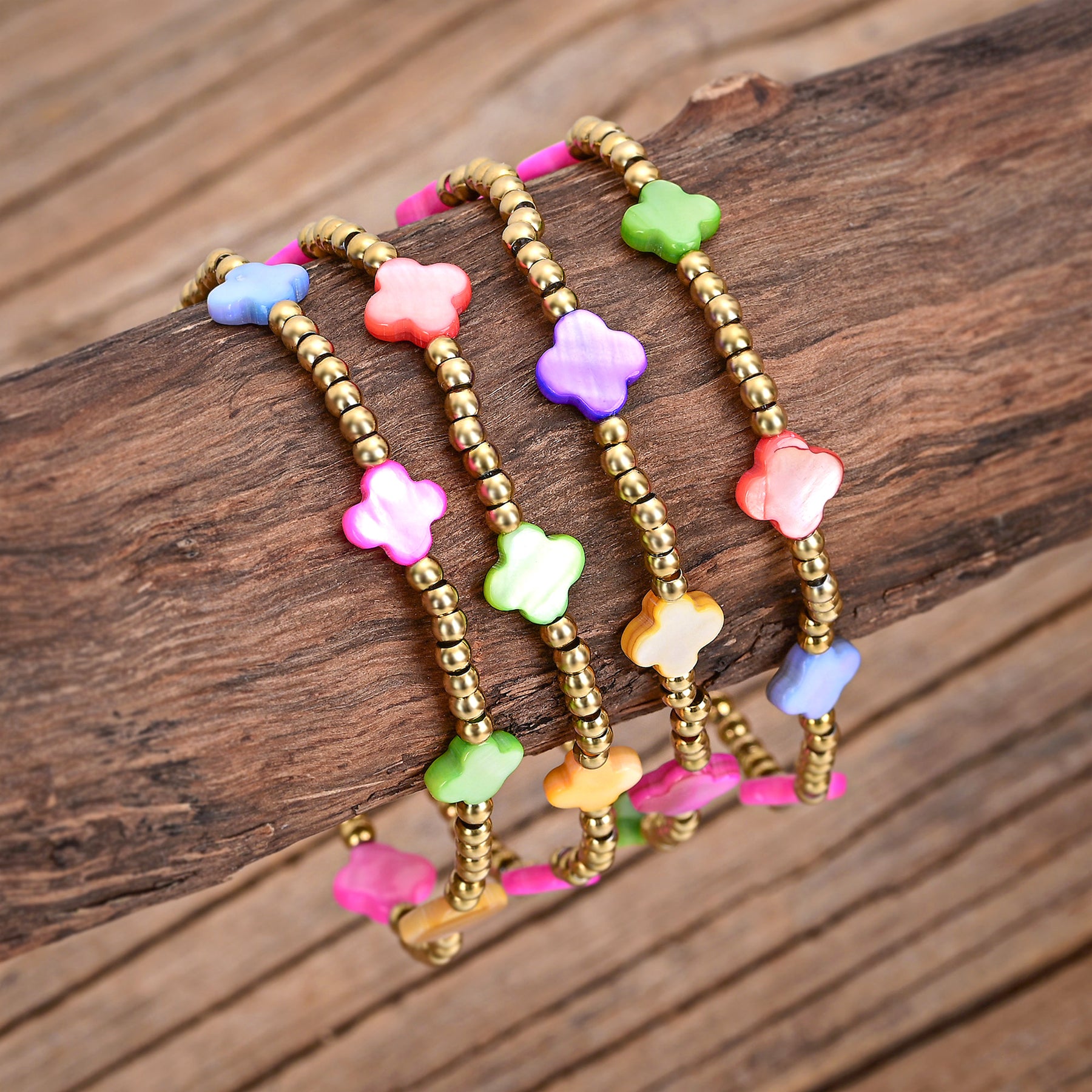 Chakra Kleeblatt Armband Set