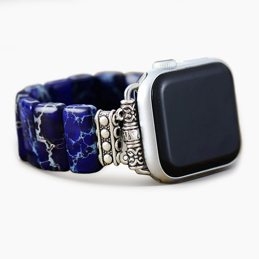 Dunkelmarineblaues Tibetisches Jaspis Stretch Apple Watch Armband
