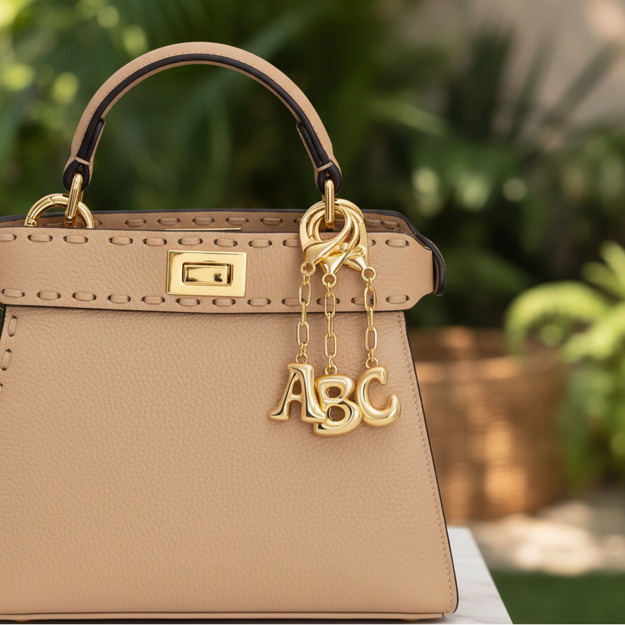 Schlüsselanhänger mit Initial-Buchstaben in Blasenoptik & Taschenanhänger