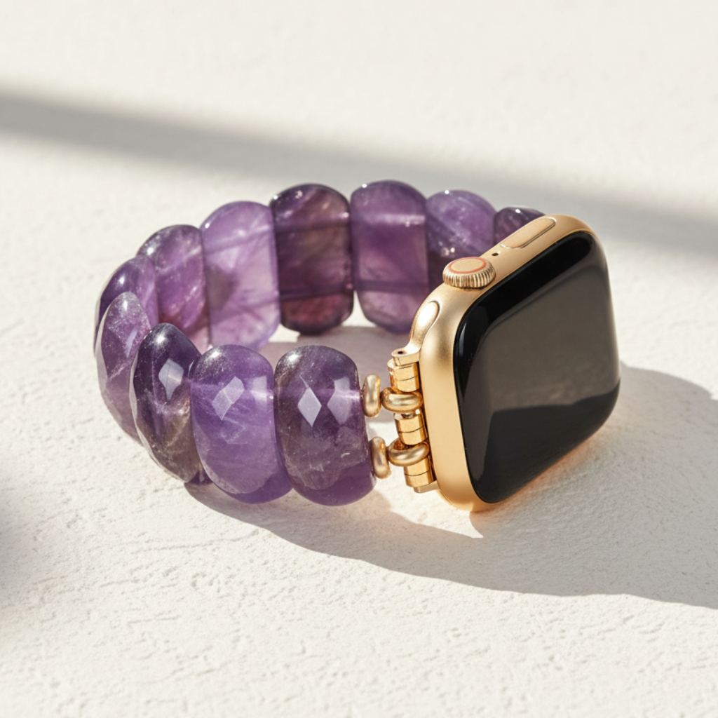 Bracelet extensible de protection en améthyste de guérison Apple Watch