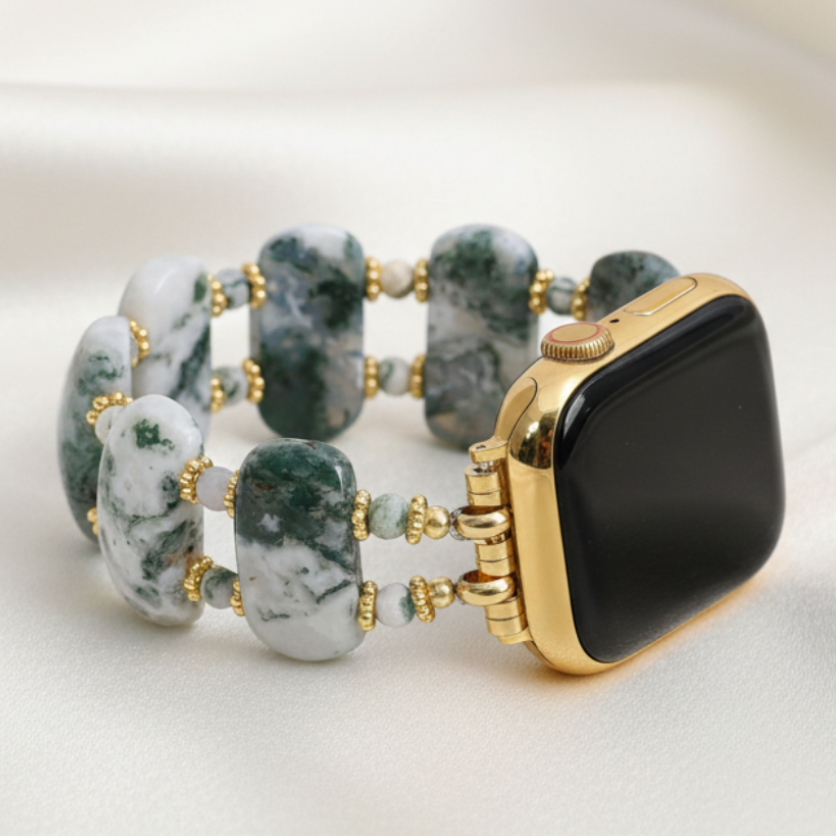 Bracelet extensible en agate forestière pour Apple Watch