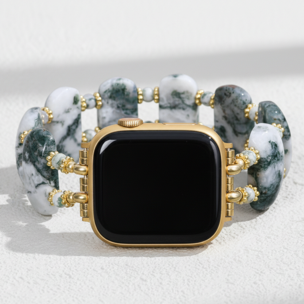 Bracelet extensible en agate forestière pour Apple Watch