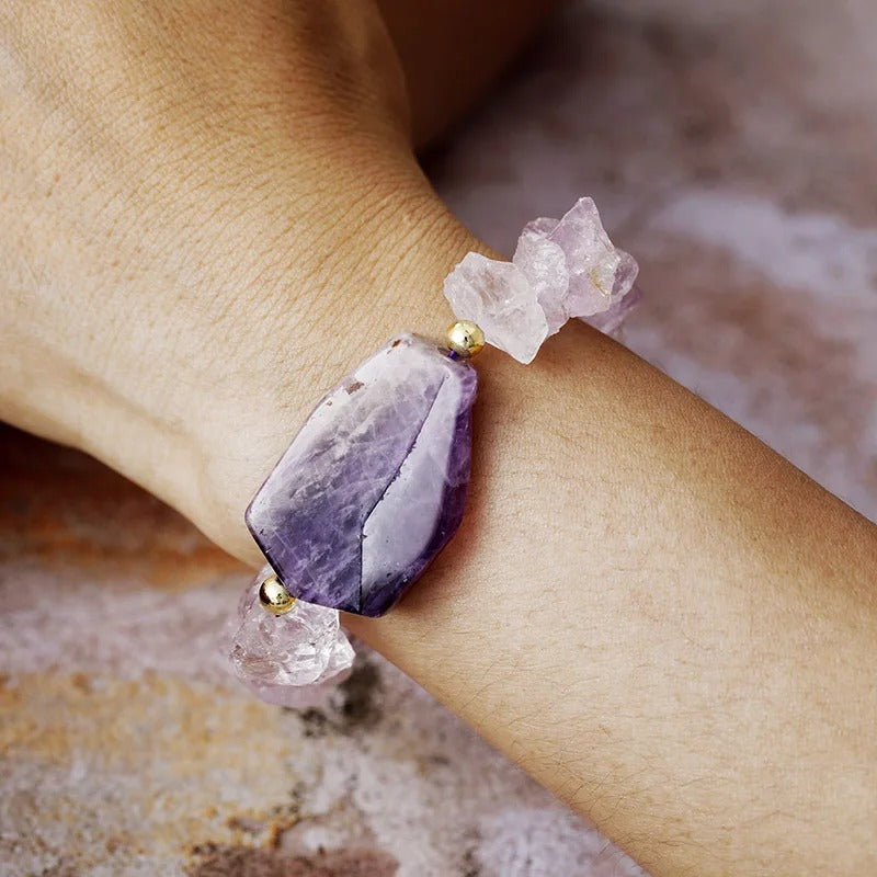 Amethyst Haze Boho elastisches Armband