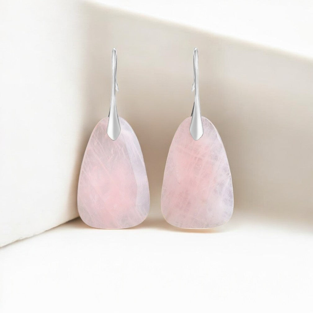 Rosenquarz Schutz Tropfen Ohrringe