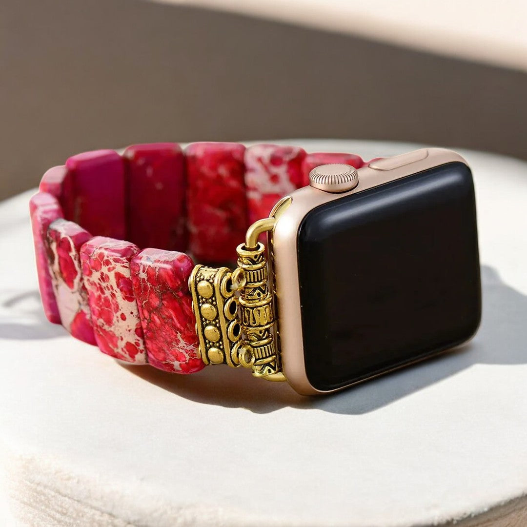 Scarlet Tibetan Jasper Stretch Apple Watch Armband