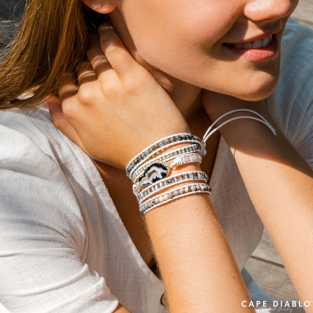 White Labradorite Wrap Bracelet - Cape Diablo