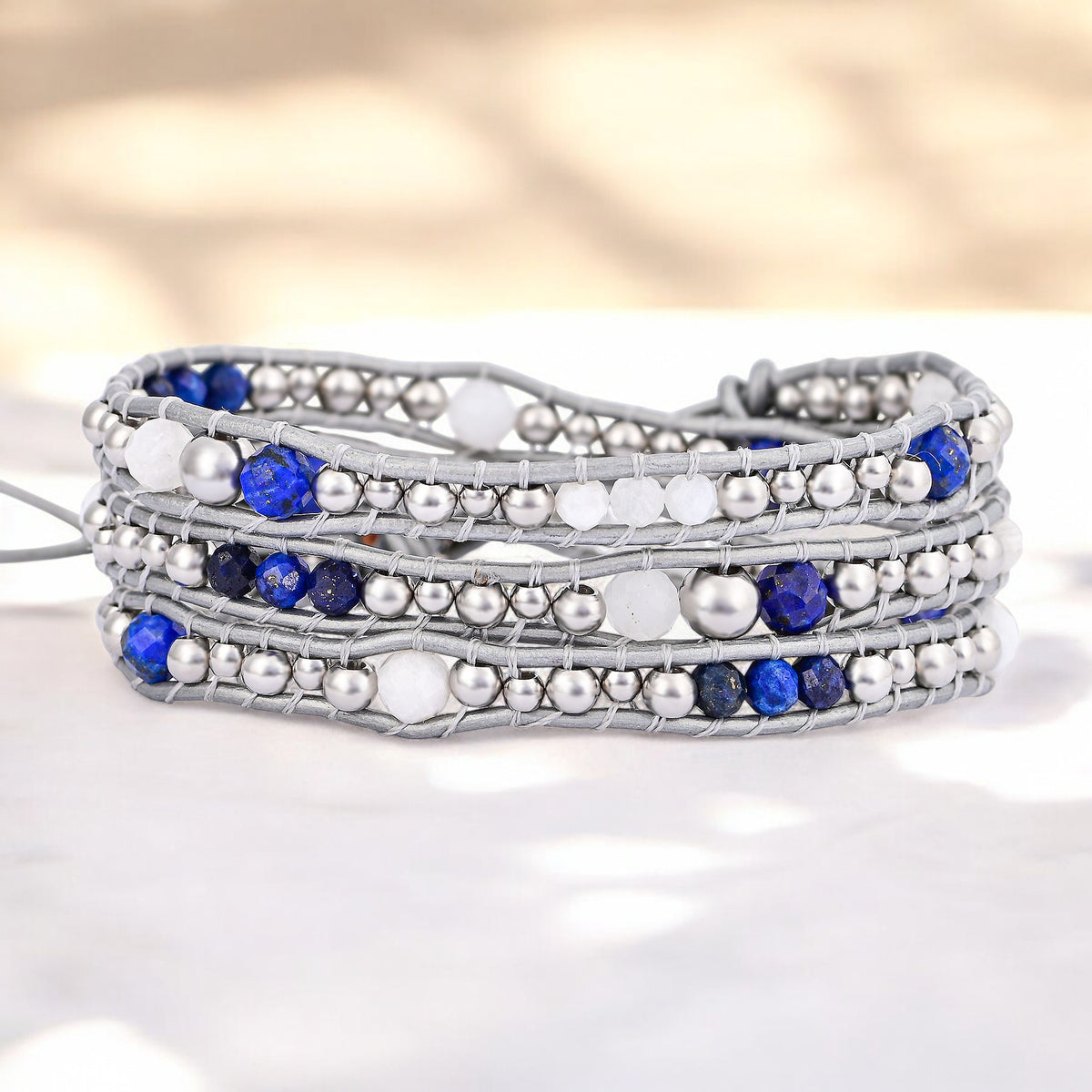 Bracelet enveloppant de protection en lapis céleste