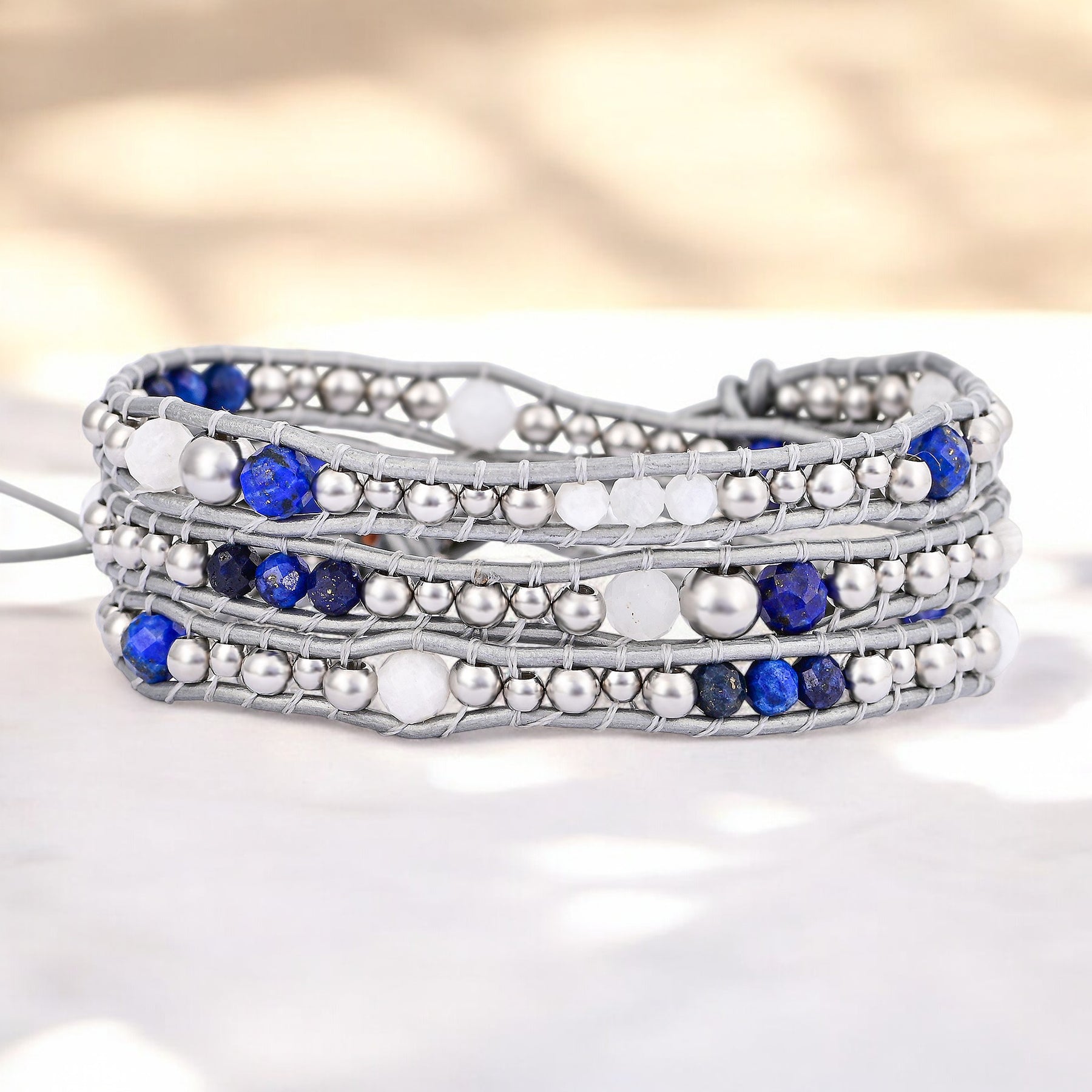 Bracelet enveloppant de protection en lapis céleste