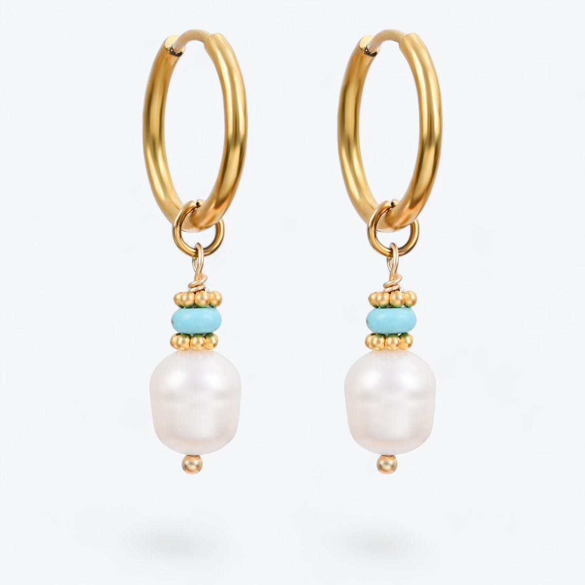 Boucles d'oreilles créoles en perles et agates Golden Grace