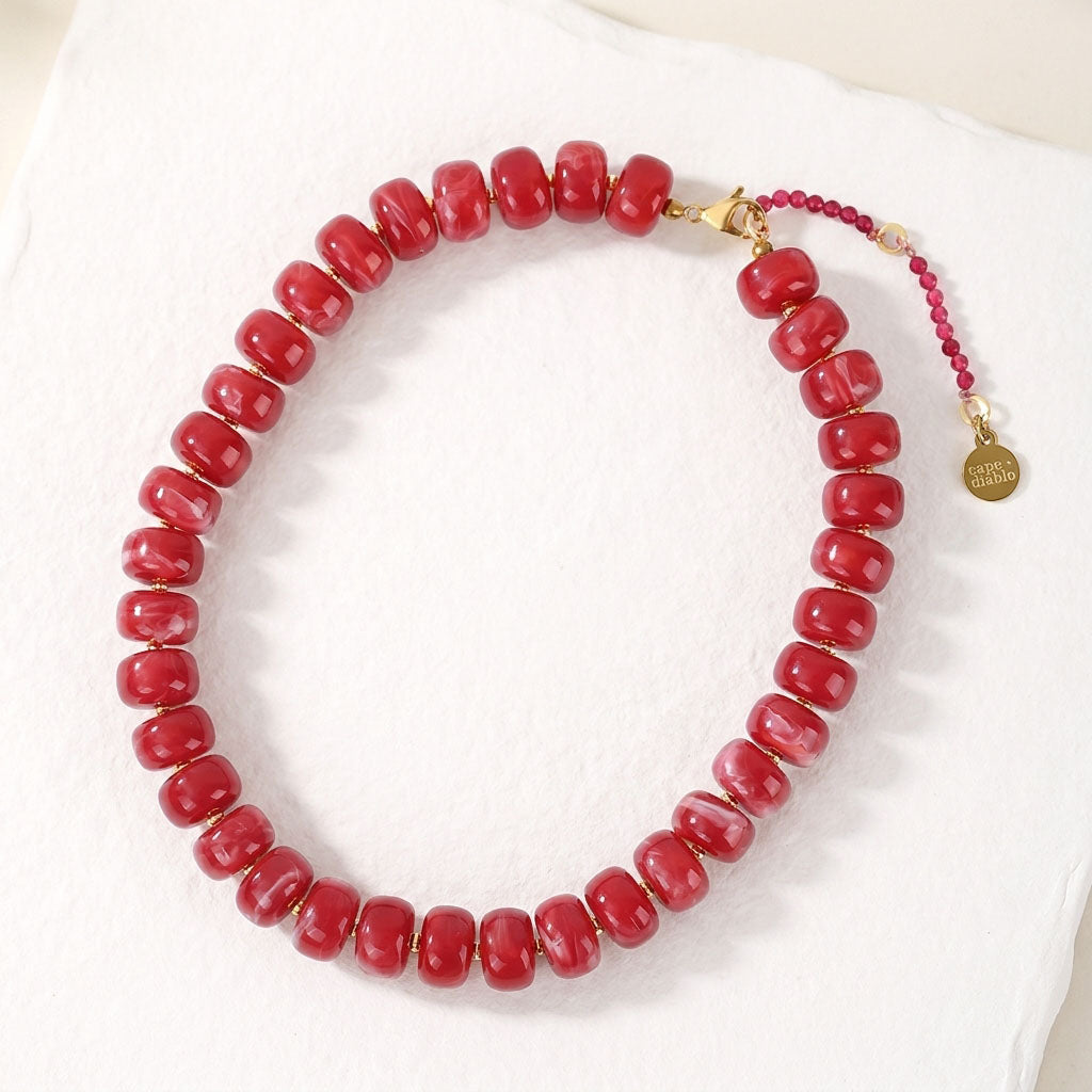 Collier imposant à fleurs de rubis
