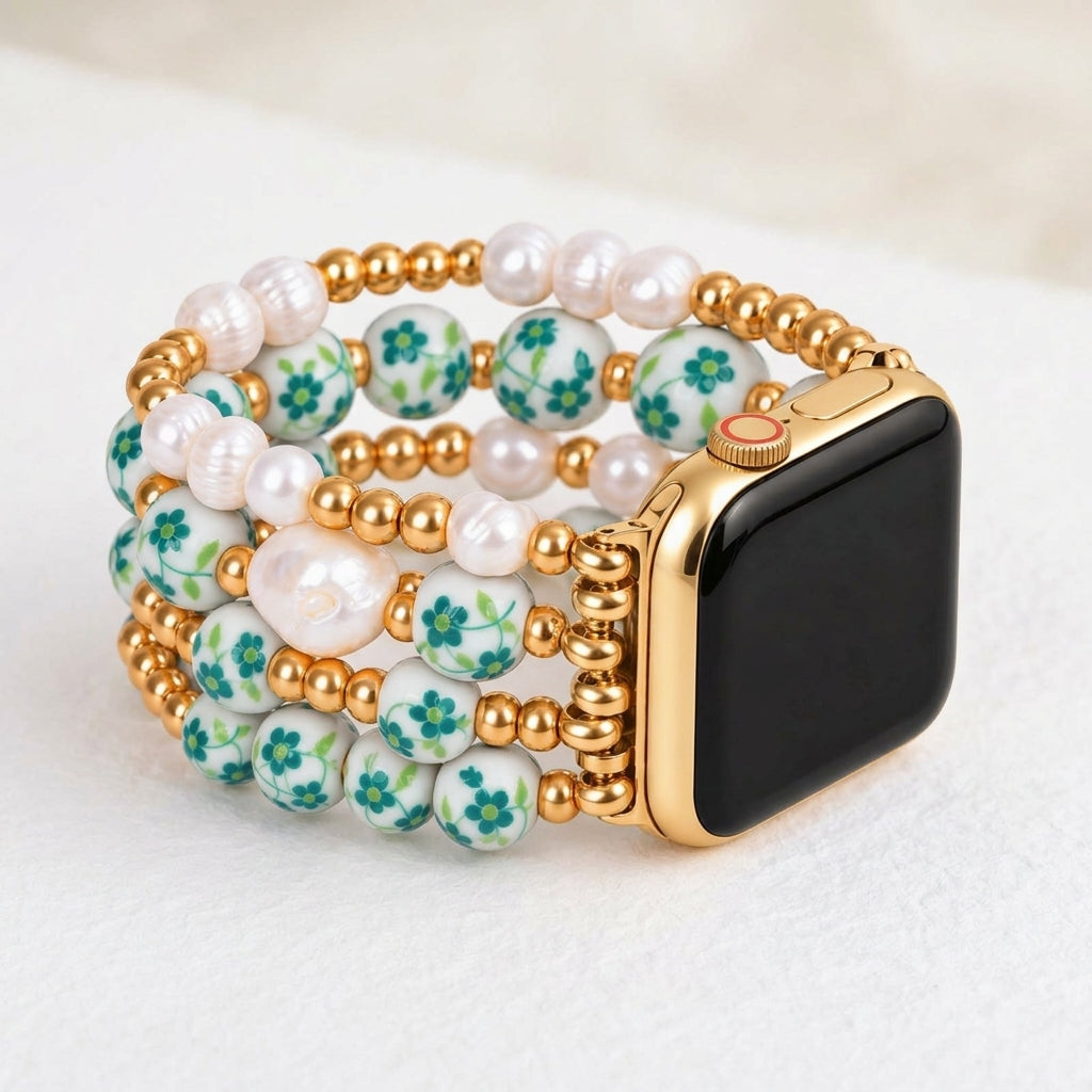 Porcelain-Garten-Smaragdgehölz-Armband für die Apple Watch