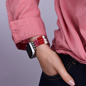 Bracelet extensible en pierre rubis blush Apple Watch