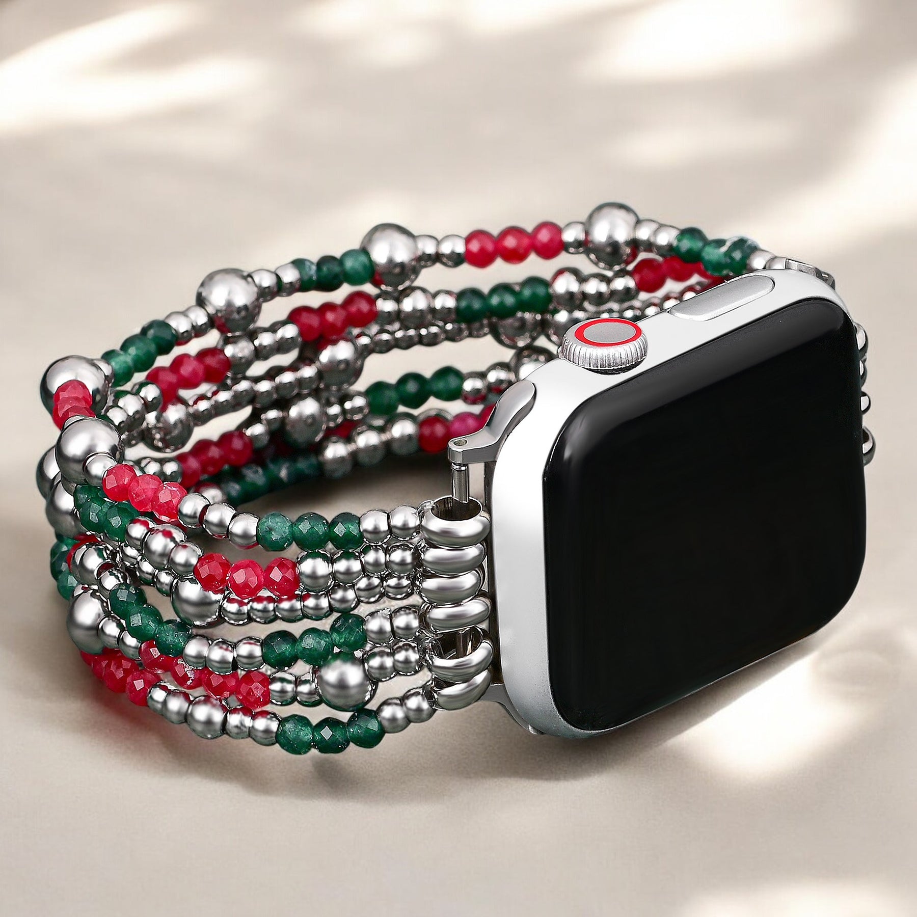 Festliches, silbernes Eleganz-Stretcharmband Apple Watch