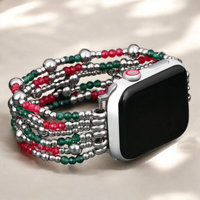 Festliches, silbernes Eleganz-Stretcharmband Apple Watch