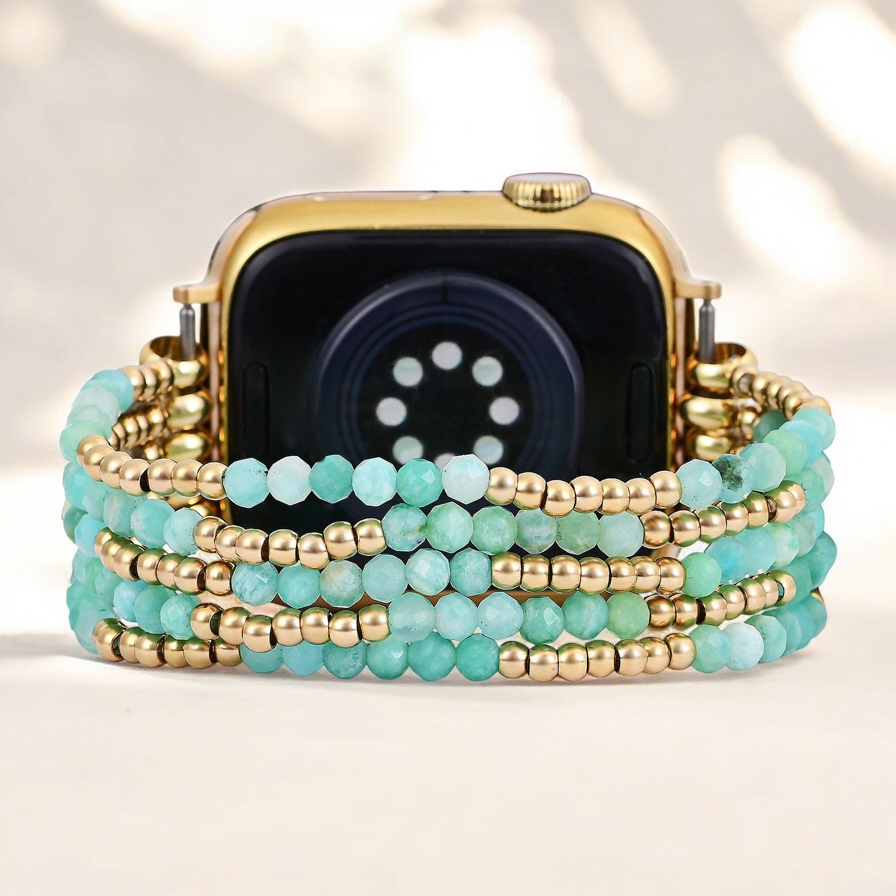 Leuchtendes Amazonit-Stretch-Apple Watch-Armband