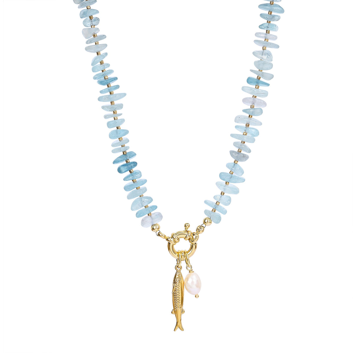 Collier pendentif perle d'aigue-marine