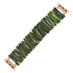 Goldene Olive Zierliche Dehnbare Apple Watch Armbanduhrband