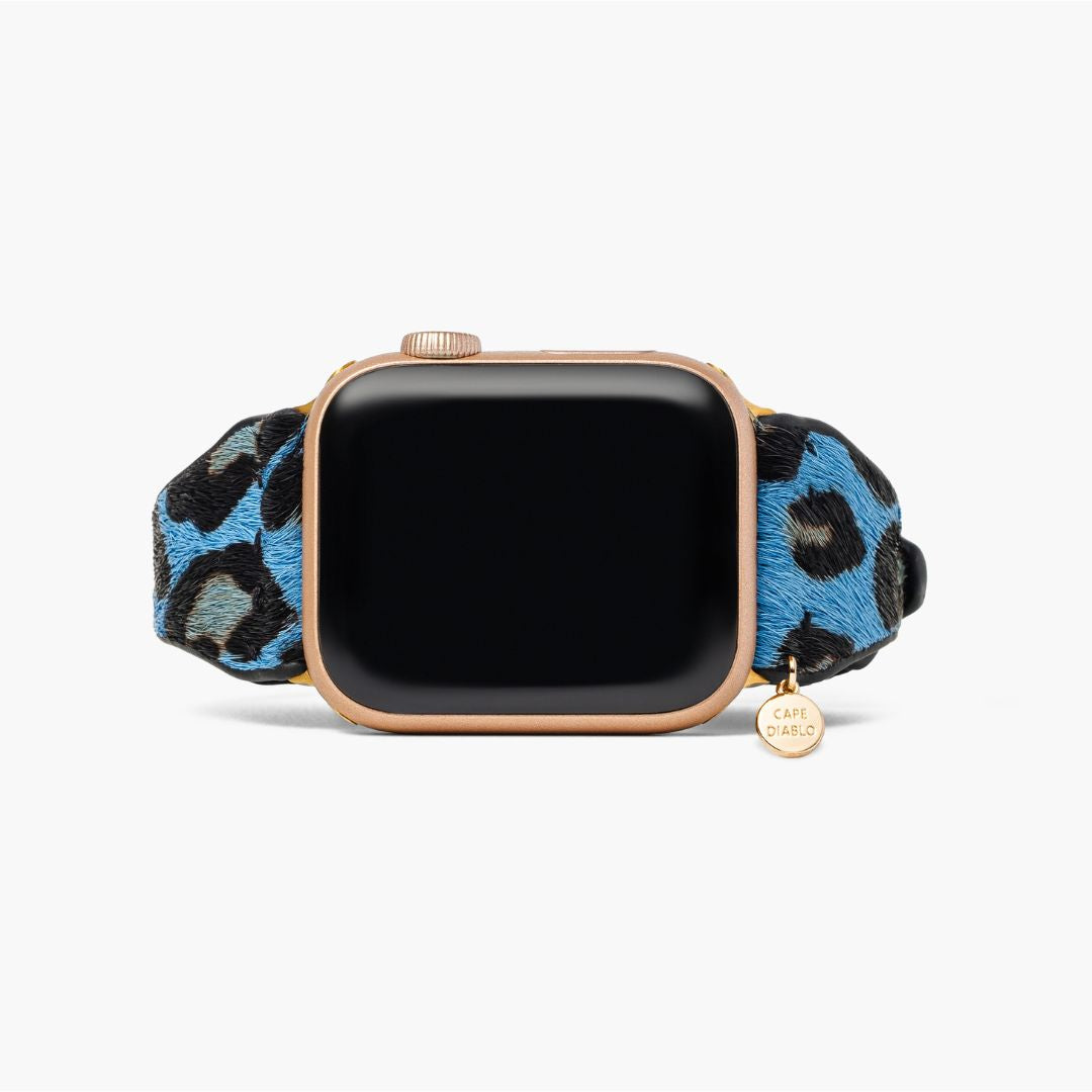 Wildes Azurblaues Lederarmband Apple Watch