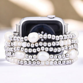 Bracelet extensible en perle et argent pour Apple Watch