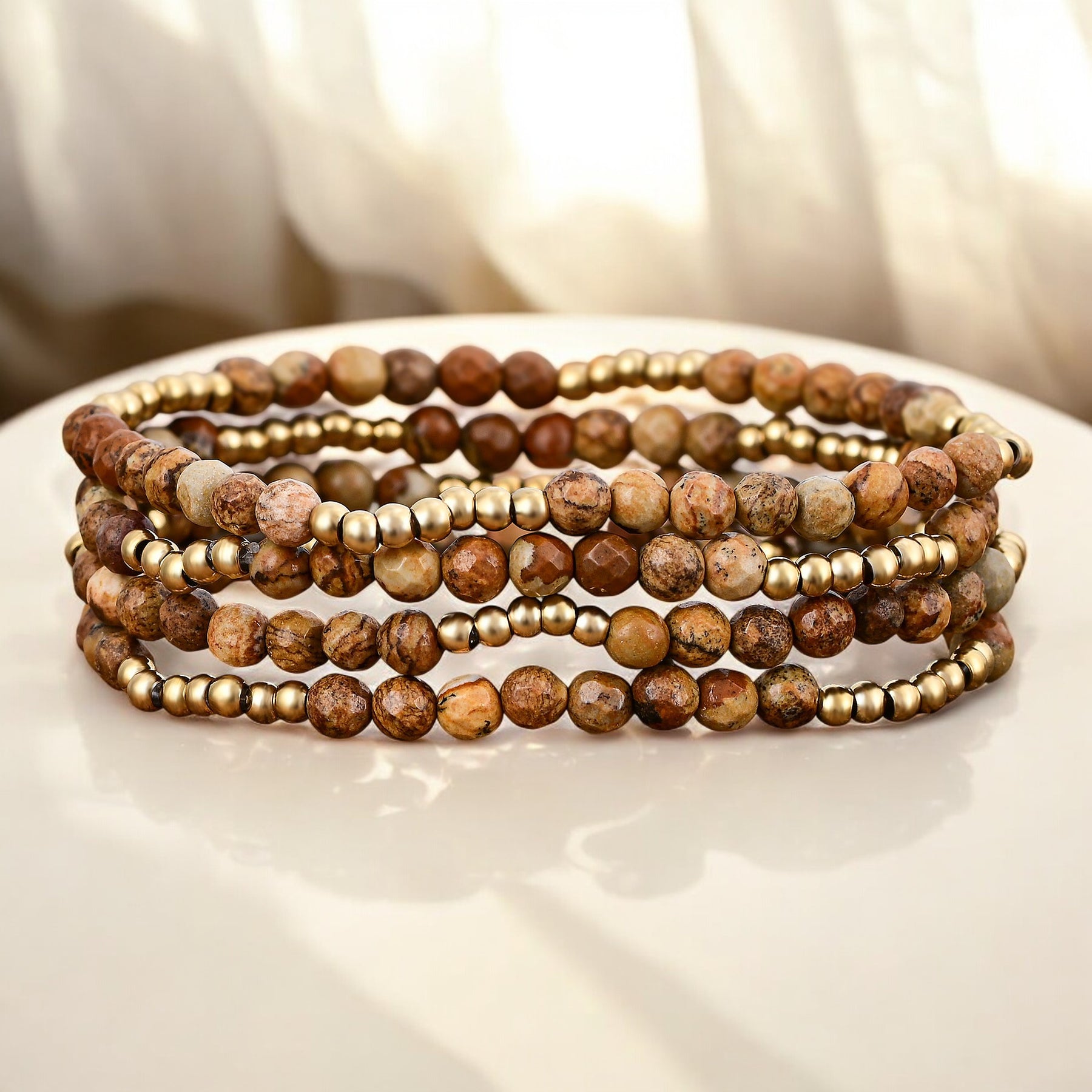 Ensemble de bracelets en jaspe Terre d'Or