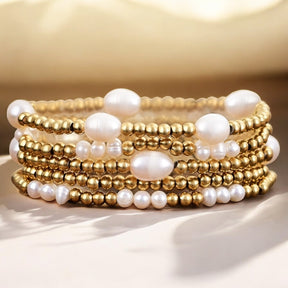 Armband-Set aus Gold und Perlen