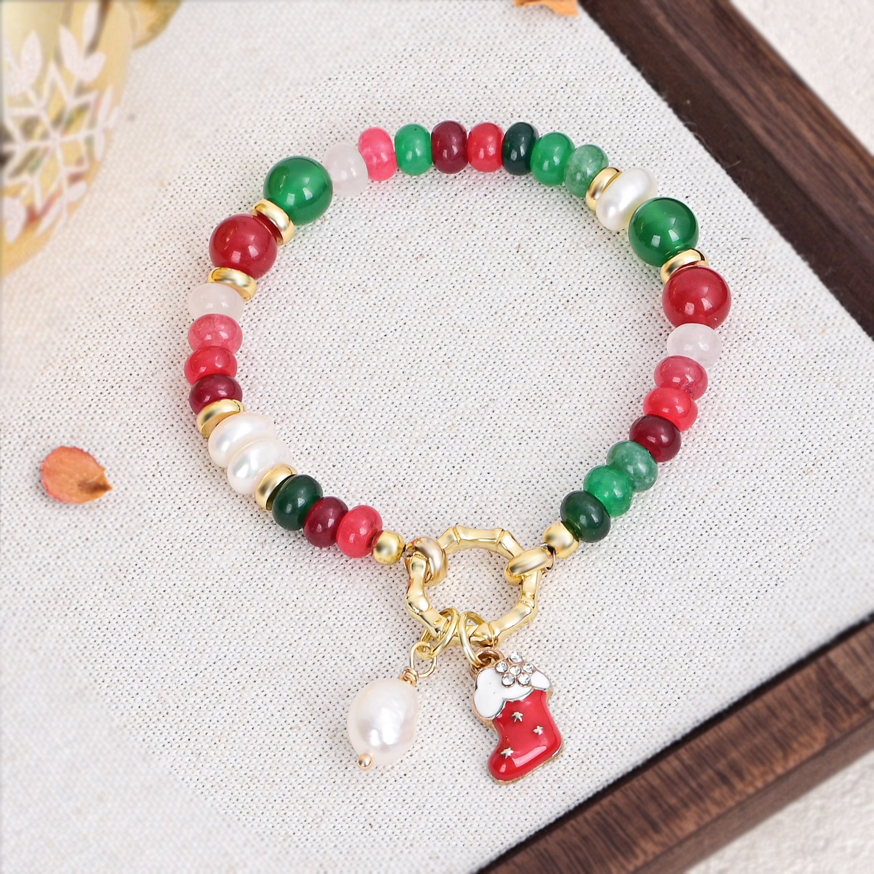 Bracelet perle éclat de Noël