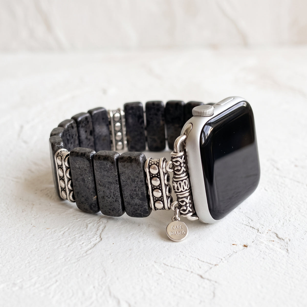 Stretch-Armband für Apple Watch aus Mitternachtsjaspis